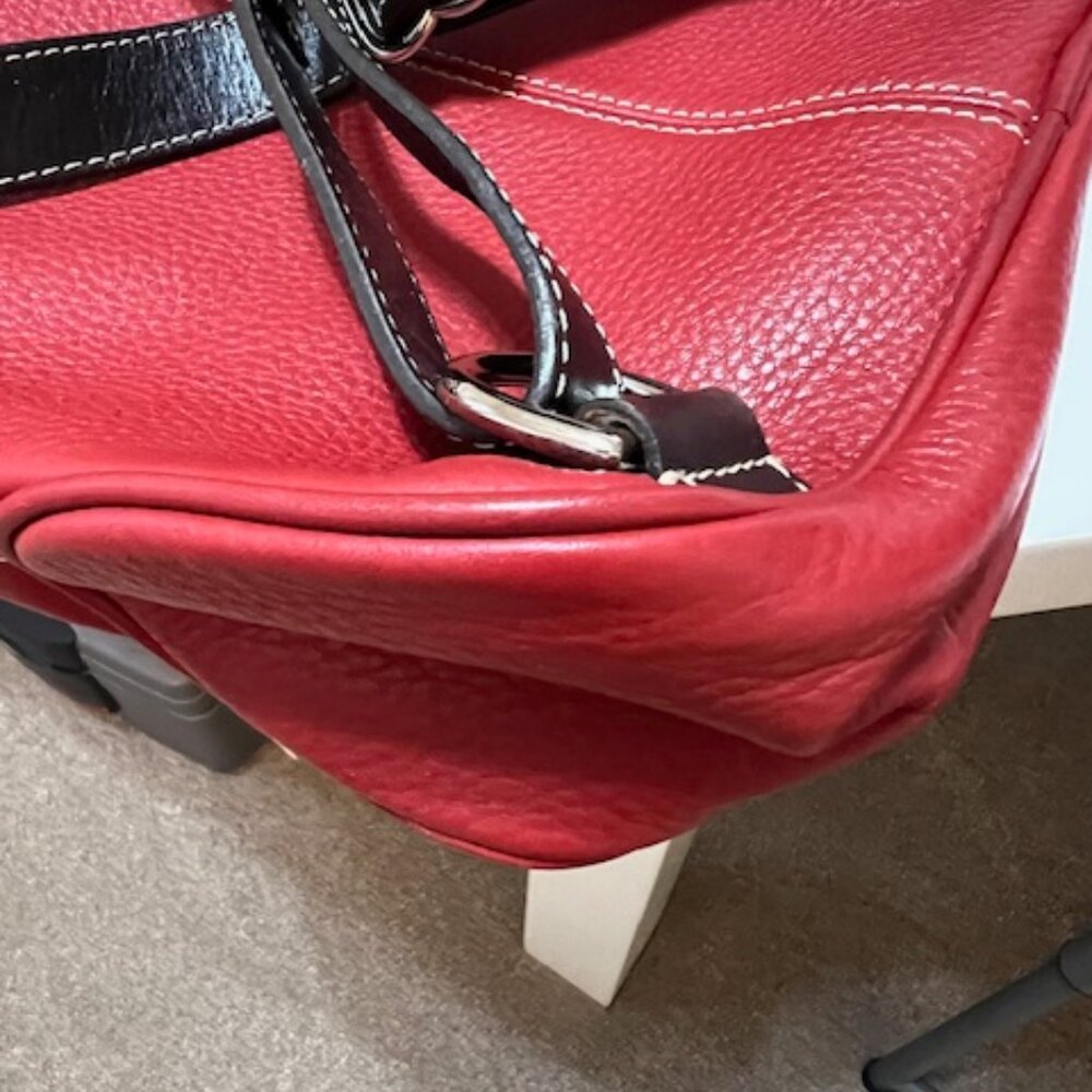 Authentic Dooney & Bourke Red Leather Backpack Purse - Picture 5 of 8